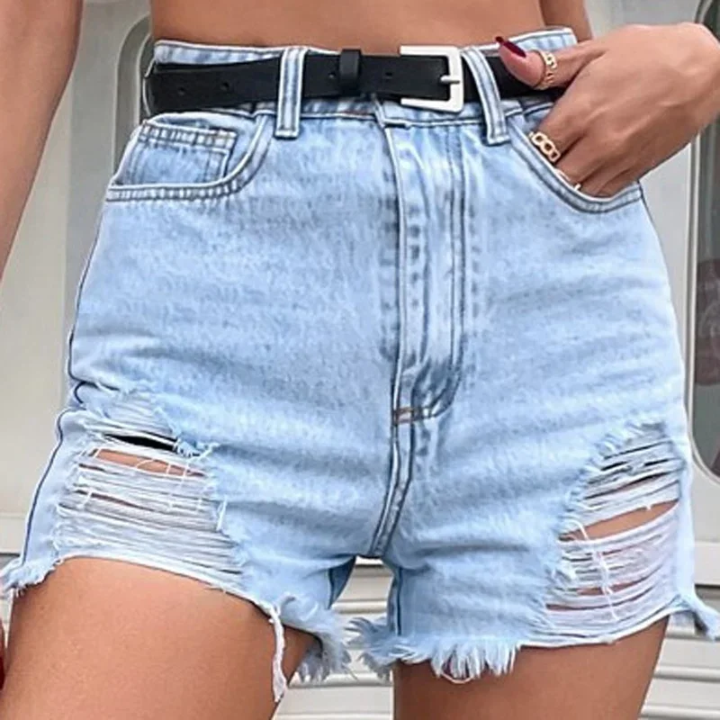 Women's Fashion Casual High Waist Torns Solid Color Jeans Shorts Summer Denim Shorts for Women Denim Short Trousers
Women's Fashion Casual High Waist Torns Solid Color Jeans Shorts Summer Denim Shorts for Women Denim Short Trousers