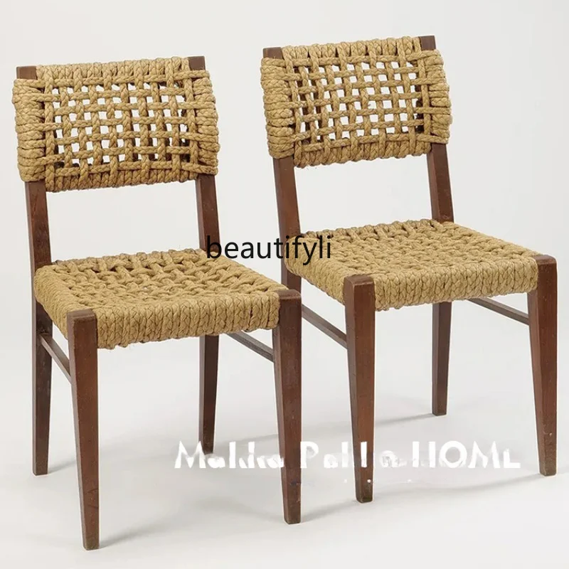 Rattan Solid Wood Single Leisure Chair Retro Style Log Rope Woven Desk Chair B & B Club Mid-Ancient Dining Chair
Rattan Solid Wood Single Leisure Chair Retro Style Log Rope Woven Desk Chair B & B Club Mid-Ancient Dining Chair