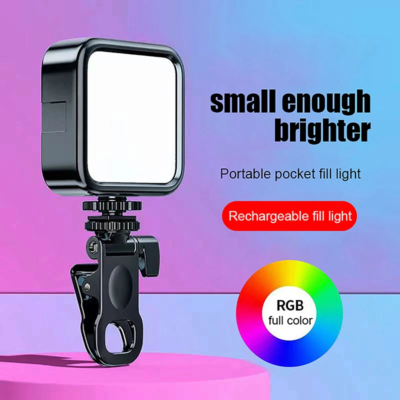 

1PC New Pocket LED Selfie Light For IPhone IPad Mobile Phone Laptop Clip Ring Flash Fill Video Photo Ringlight Photography Lamp