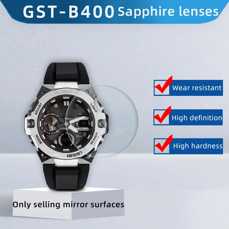 

B400 Sapphire Glass For Casio GSTB400 Mirror G-SHOCK GST-B400 Glass Dial Protection Replacement Lens Watch Mask Door Accessories