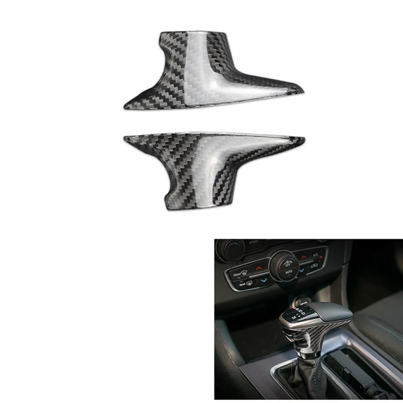 

2Pcs/Set Carbon Fiber Gear Shift Knob Head Cover Trim For Dodge Challenger Charger 2015-2020 Car Accessories