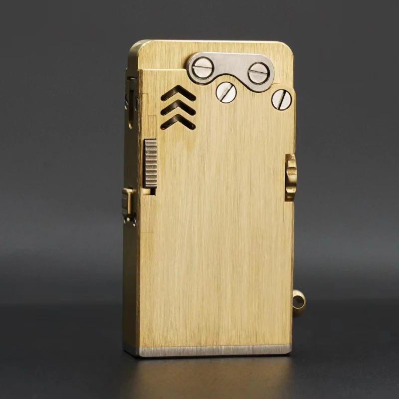 

Handmade Brass Mechanical Automatic Ignition Gasoline Lighter And Titanium Alloy Material Gift Box