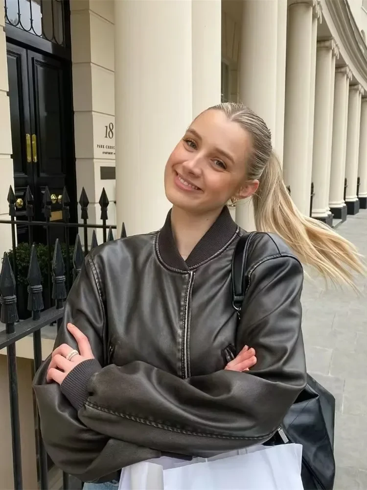 Jackets for Women Leather Loose Jacket Versatile Mock Collar Fashion Zipper Short Coat Autumn Female Streetwear Woman Clothing
Jackets for Women Leather Loose Jacket Versatile Mock Collar Fashion Zipper Short Coat Autumn Female Streetwear Woman Clothing