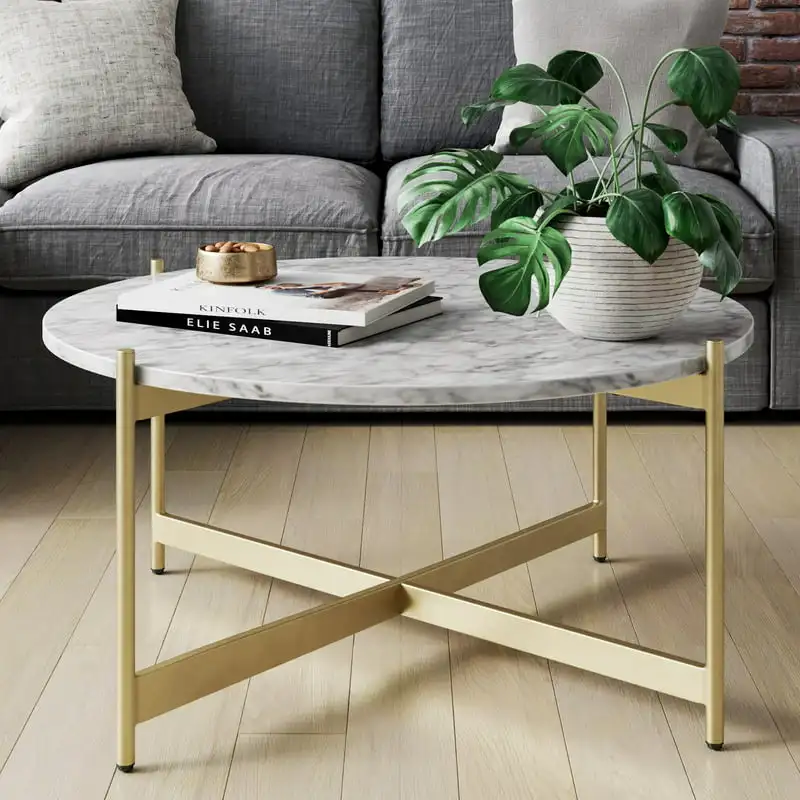 Piper White Faux Marble Brass Metal Frame Round Living Room Coffee Table Tea table Small end table Small coffee table Mesas En
Piper White Faux Marble Brass Metal Frame Round Living Room Coffee Table Tea table Small end table Small coffee table Mesas En