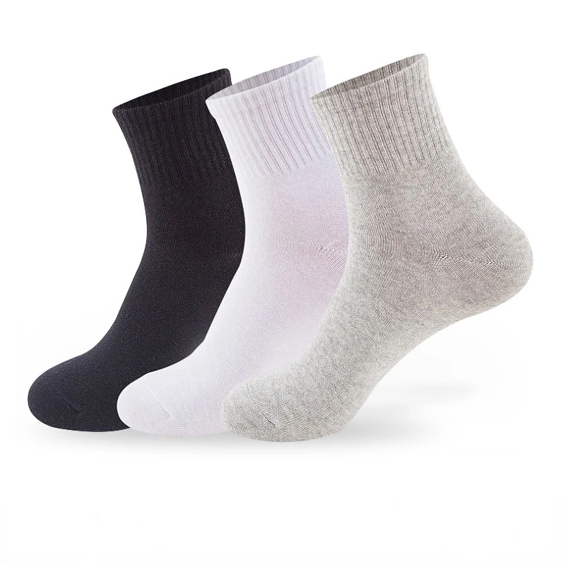 

5 pairs solid color suede leather easy to match comfortable Black and white women's medium length socks