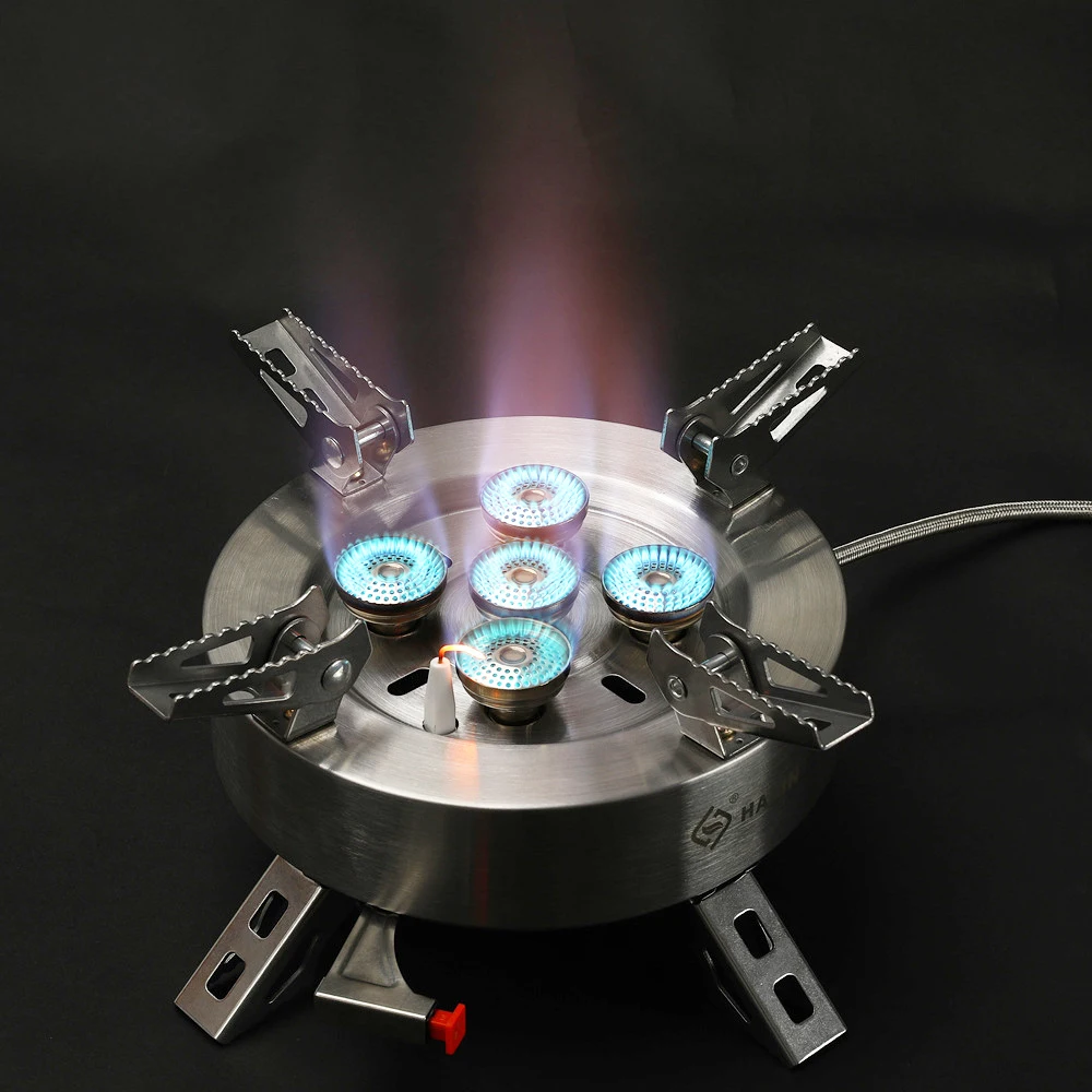 New Thickened Stainless Steel Gas Stove Portable Outdoor Picnic 5 Head Fierce Fire Stove Split Type Windproof Camping Stove Head
New Thickened Stainless Steel Gas Stove Portable Outdoor Picnic 5 Head Fierce Fire Stove Split Type Windproof Camping Stove Head
