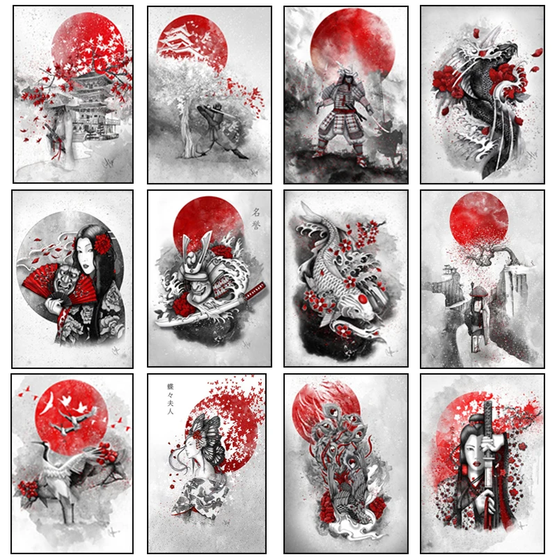 Japanese Zen ink painting art posters and canvas paintings, samurai kanji wall art prints decorating the family living room
Japanese Zen ink painting art posters and canvas paintings, samurai kanji wall art prints decorating the family living room