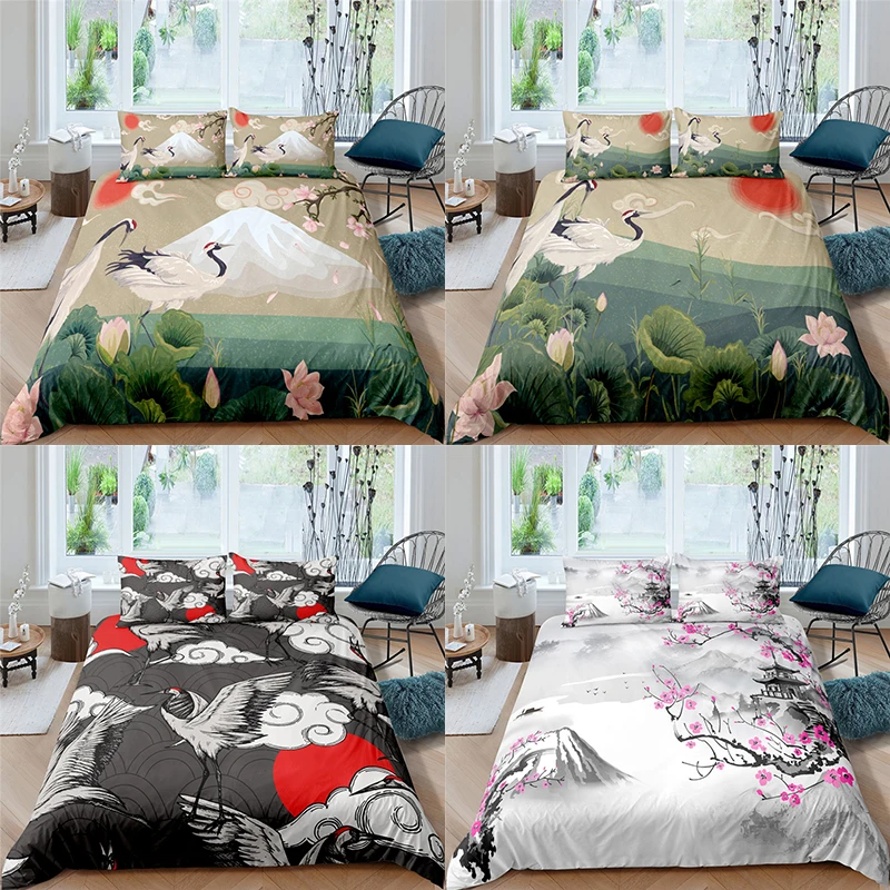 

Bedding Set Luxury 3D Crane Print 2/3Pcs Kids Aldult Comfortable Duvet Cover Pillowcase Home Textile Single/Queen/King Size
