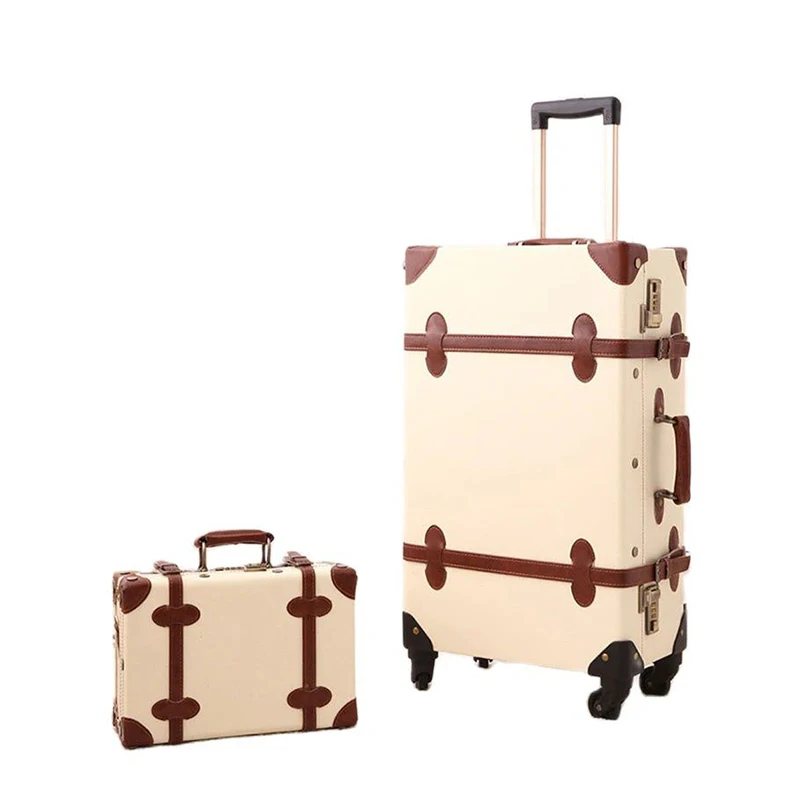 

Retro Suitcase Trolley Luggage Set Women Cabin Travel suitcase Rolling Luggage Bag Universal Wheel 20 inch Men Password Trunk