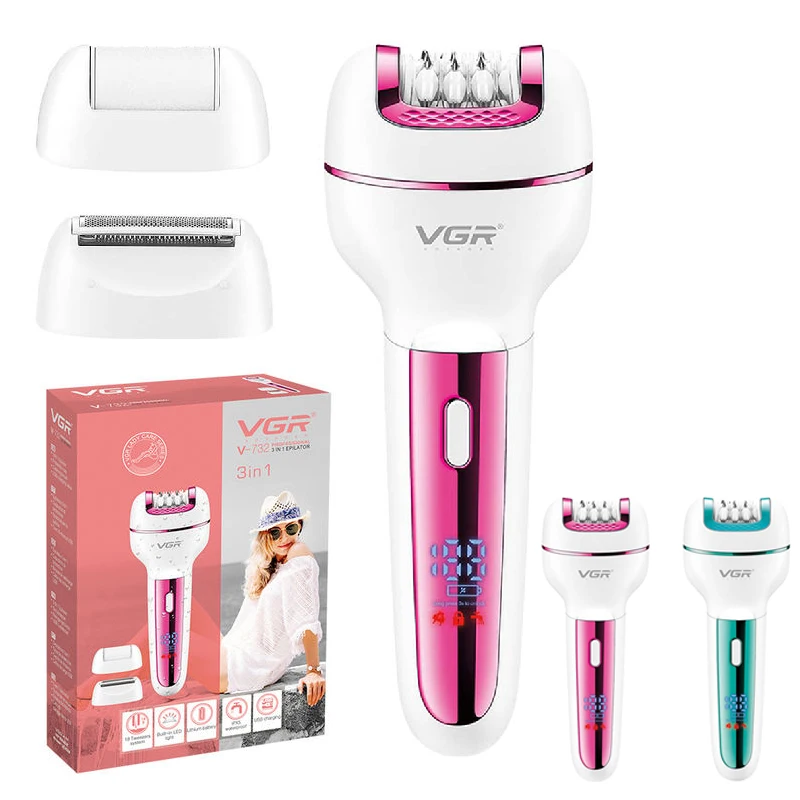 V-732 3 in1 Epilator Women Electric Shaver For Face & Body Rechargeable Lady Trimmer Hair Removal Bikini Underarms Legs
V-732 3 in1 Epilator Women Electric Shaver For Face & Body Rechargeable Lady Trimmer Hair Removal Bikini Underarms Legs