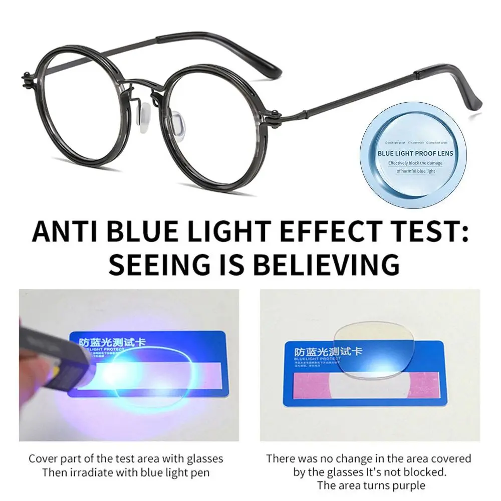 

Fashion Portable Office Eye Protection Computer Goggles Metal Frame Anti-Blue Light Glasses Round Eyeglasses