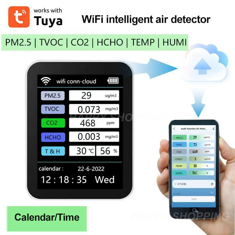 Wi-Fi 7 в 1 умный монитор качества воздуха, измеритель CO2, TVOC, HCHO, PM2.5 тестер, цифровой датчик CO2, детектор формальдегида, газа, приложение Tuya
Wi-Fi 7 в 1 умный монитор качества воздуха, измеритель CO2, TVOC, HCHO, PM2.5 тестер, цифровой датчик CO2, детектор формальдегида, газа, приложение Tuya