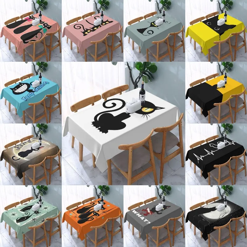 Rectangular Waterproof Black Cat Hanging Table Cover Fitted Animal Cartoon Meow Table Cloth Backing Edge Tablecloth for Picnic
Rectangular Waterproof Black Cat Hanging Table Cover Fitted Animal Cartoon Meow Table Cloth Backing Edge Tablecloth for Picnic