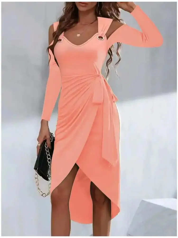 Sexy Off Shoulder Metal Button Party Dress Women Spring Casual V-neck Long Sleeve Vestidos Solid Slim Irregular Bandage Dresses
Sexy Off Shoulder Metal Button Party Dress Women Spring Casual V-neck Long Sleeve Vestidos Solid Slim Irregular Bandage Dresses
