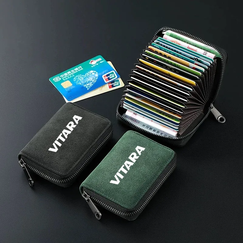 

Business Card Holder Wallet Women Men Bank ID Credit Card Holder Chamois Leather Protects Card Bag for VITARA Car Accessories