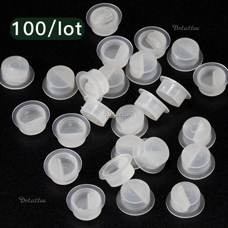 

100pcs Plastic Disposable Microblading Tattoo Ink Cup Eyebrow Permanent Makeup Pigment Clear Holder Container Accessory supplies
