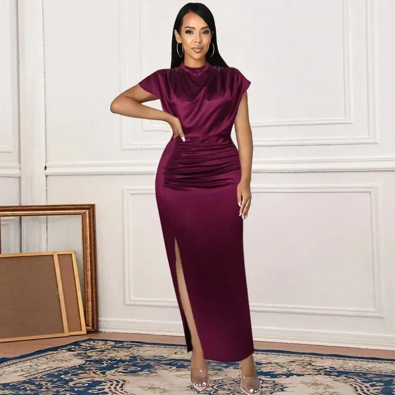 

Burgundy Dresses Plus Size 4XL Sexy Bodycon Long Prom Slit Evening Birthday Party Cocktail Outfits for Ladies 2024 Spring Summer