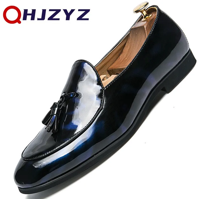 

Black Tassel Leather Oxfords Shoes Men Loafers Casual Male Slip On Italian Wedding Party Dress Shoes Big Size 47 Mocassin Homme