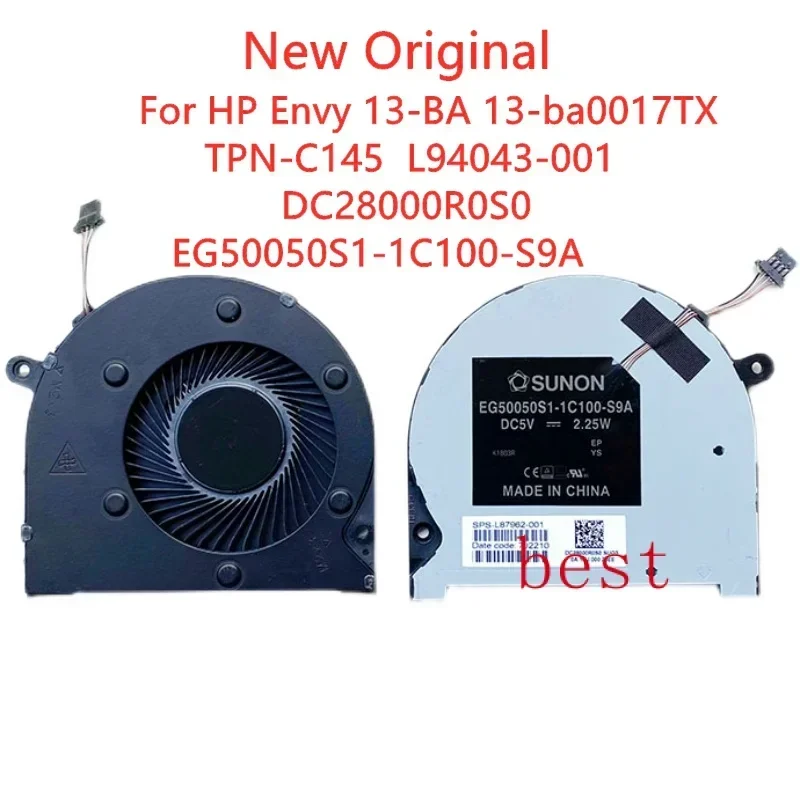 New Original Laptop CPU GPU Cooling Fan For HP Envy 13-BA 13-ba0017TX TPN-C145 Fan L94043-001 DC28000R0S0 EG50050S1-1C100-S9A
New Original Laptop CPU GPU Cooling Fan For HP Envy 13-BA 13-ba0017TX TPN-C145 Fan L94043-001 DC28000R0S0 EG50050S1-1C100-S9A