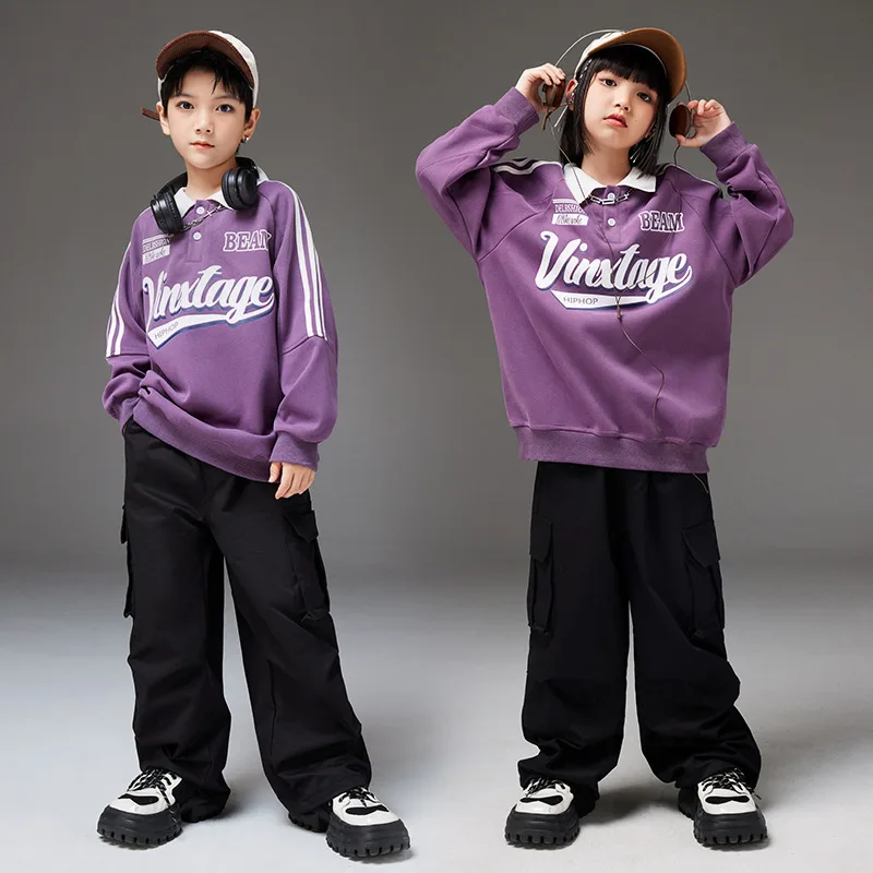 Teens Hip Hop Top Cargo Pants Girls Purple Sweatshirt Trousers Clothes Sets Kids Street Dance Wear Child Jazz Costume Streetwear
Teens Hip Hop Top Cargo Pants Girls Purple Sweatshirt Trousers Clothes Sets Kids Street Dance Wear Child Jazz Costume Streetwear