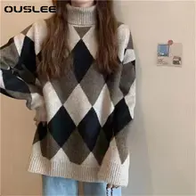 OUSLEE Women Sweaters Pullover High Neck Diamond Stitching Autumn Winter Knitted Sweater Jumper Soft Warm Pull Femme
OUSLEE Women Sweaters Pullover High Neck Diamond Stitching Autumn Winter Knitted Sweater Jumper Soft Warm Pull Femme