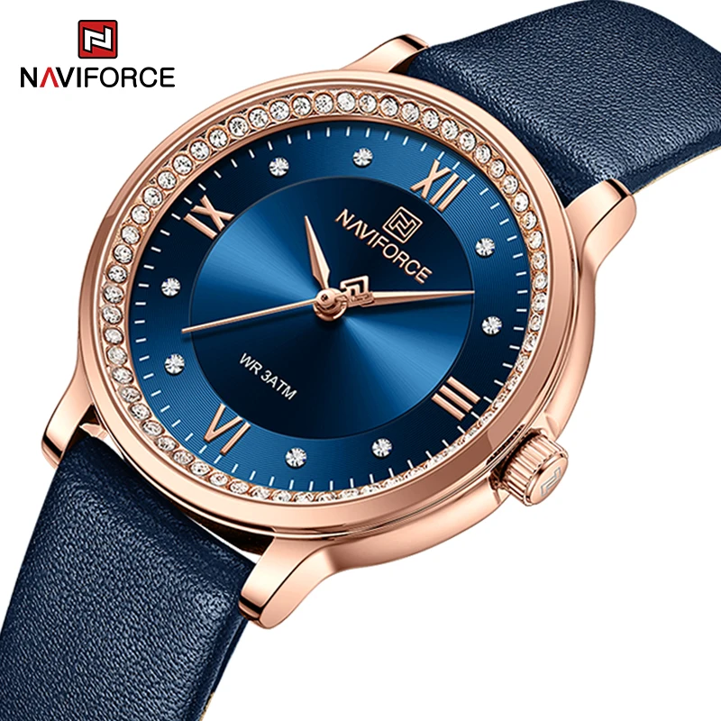 Новинка, часы NAVIFORCE, Женские кварцевые наручные часы с кожаным ремешком, модные роскошные часы из цинкового сплава, модель 5036 года
Новинка, часы NAVIFORCE, Женские кварцевые наручные часы с кожаным ремешком, модные роскошные часы из цинкового сплава, модель 5036 года