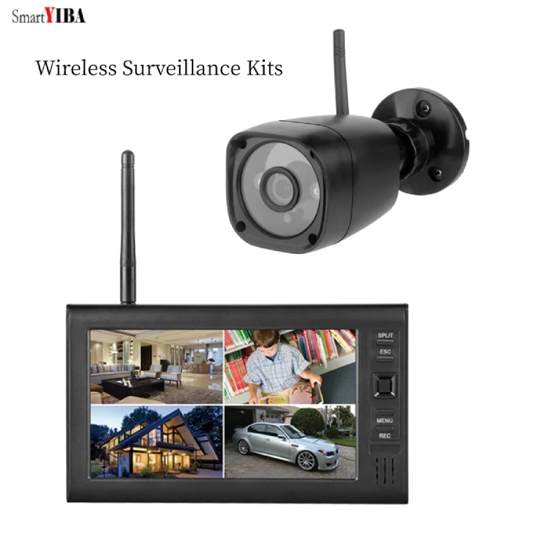 

SmartYIBA 7 inch CCTV HD Surveillance System 720P Home Security Video Security Camera System 4CH DVR 1 Camera Recorder Kits