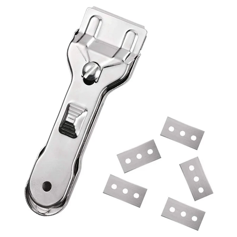 Razor Scraper, All Metal Heavy Duty Razor Blade Scraper With Extra 5-Piece Blades Silver
Razor Scraper, All Metal Heavy Duty Razor Blade Scraper With Extra 5-Piece Blades Silver