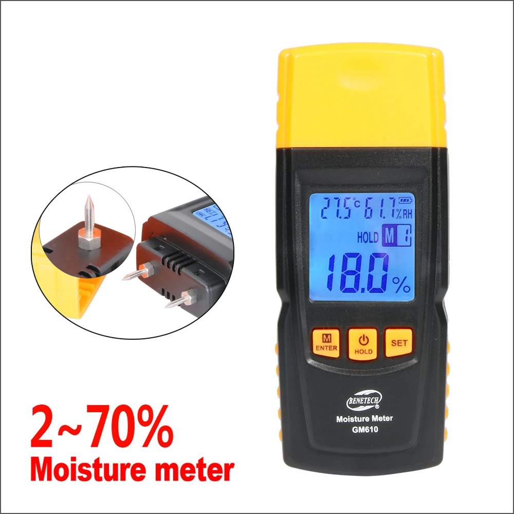 BENETECH GM610 Wood Moisture Meter Digital LCD Display Inductive Humidity Measuring Device Tester Hygrometer Tools Hygrometer
BENETECH GM610 Wood Moisture Meter Digital LCD Display Inductive Humidity Measuring Device Tester Hygrometer Tools Hygrometer