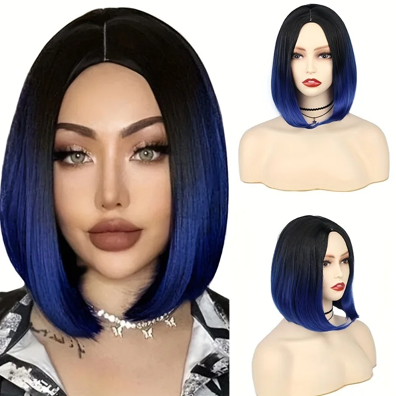 

wigs Bob wig in partial points short straight hair bobo Bob gradient black hair color wig caps