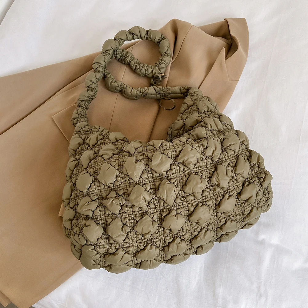 

Bubble Quilted Underarm Shoulder Bag Women Korean Trand Soft Puffy Crossbody Bag Versatile Drawstring Strap Pleated Handbag