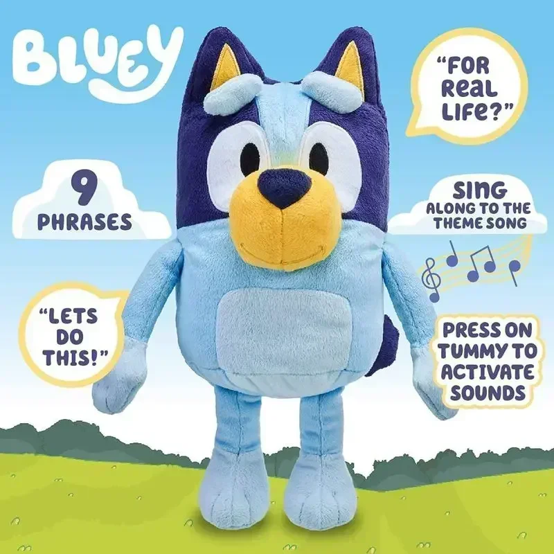 Новинка, говорящая плюшевая собака бинго семейства Bluey, искусственная голубая аниме-фигурка, милые животные, поющая собака, кукла, рождественские подарки для детей
Новинка, говорящая плюшевая собака бинго семейства Bluey, искусственная голубая аниме-фигурка, милые животные, поющая собака, кукла, рождественские подарки для детей