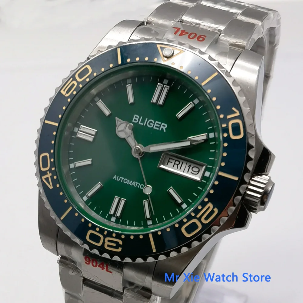 Bliger 40mm Green Dial Mens Automatic Watch Japan NH36A Movement Sapphire Crystal Date Week Luminous SUB Mechanical Watch
Bliger 40mm Green Dial Mens Automatic Watch Japan NH36A Movement Sapphire Crystal Date Week Luminous SUB Mechanical Watch