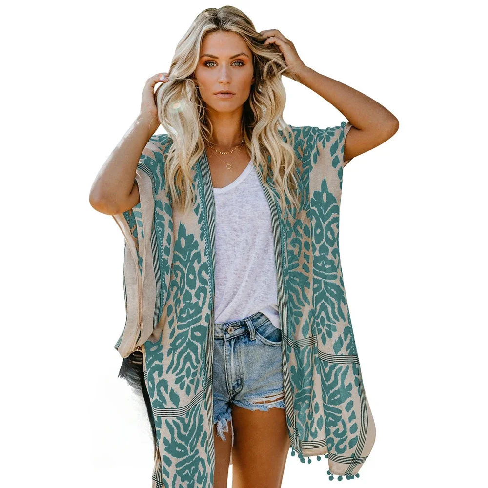 

Fashion Floral Print Kimono Swimsuit Woman Beachwear Bikinis Cover Up Women's Swimwear Cardigan Beach Cover Up Women Swimsuits