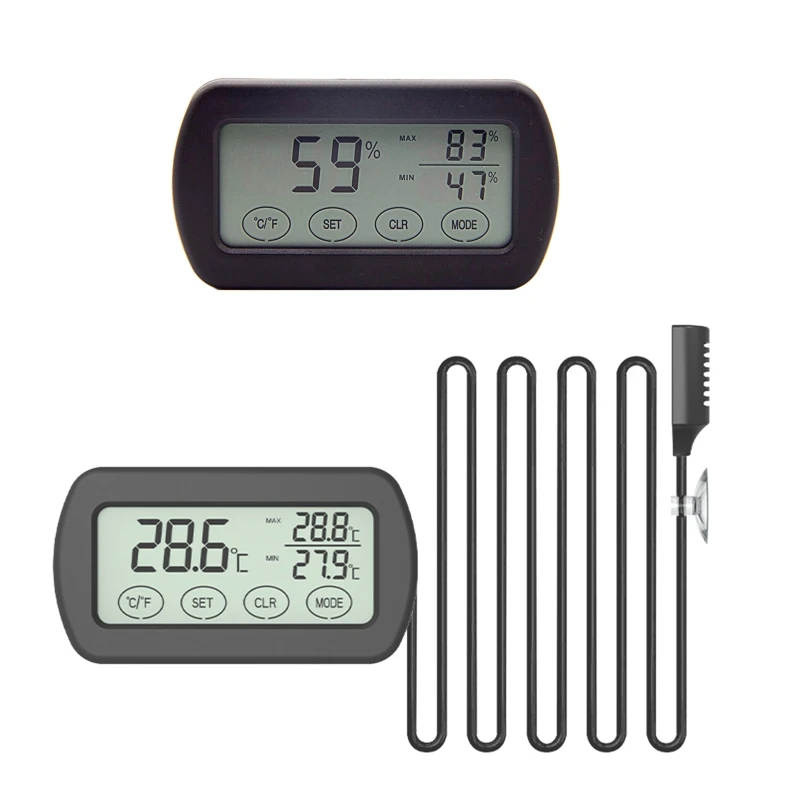 Thermometer Hygrometer with Porbe + + Alarm Fuction+Max Min Display Pet Box Incubator Egg Hatching
Thermometer Hygrometer with Porbe + + Alarm Fuction+Max Min Display Pet Box Incubator Egg Hatching