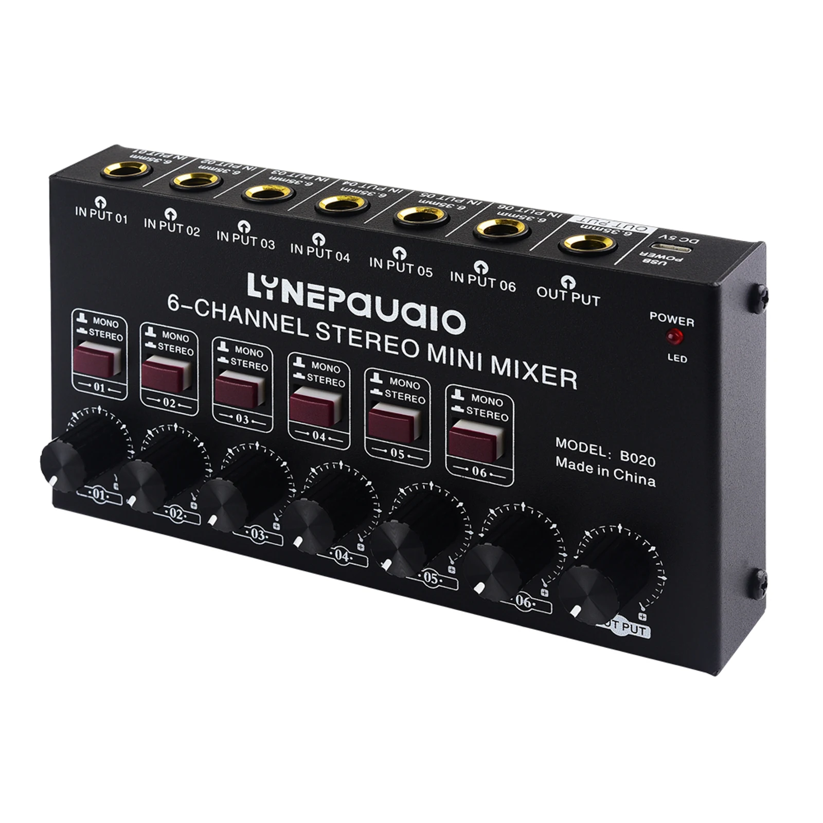 Mini 6-Channel Stereo Audio Mixer Musical Instrument Mixer Electric Wind/Electric Guitar/Electronic Piano/Drums Mixer
Mini 6-Channel Stereo Audio Mixer Musical Instrument Mixer Electric Wind/Electric Guitar/Electronic Piano/Drums Mixer