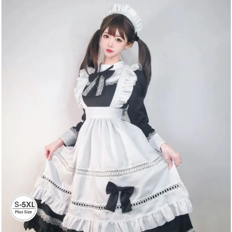 

Японские Классические костюмы горничной аниме, косплей, кавайное женское платье, женский белый фартук, наряды в стиле Лолиты, Готическая школьная униформа для девочек