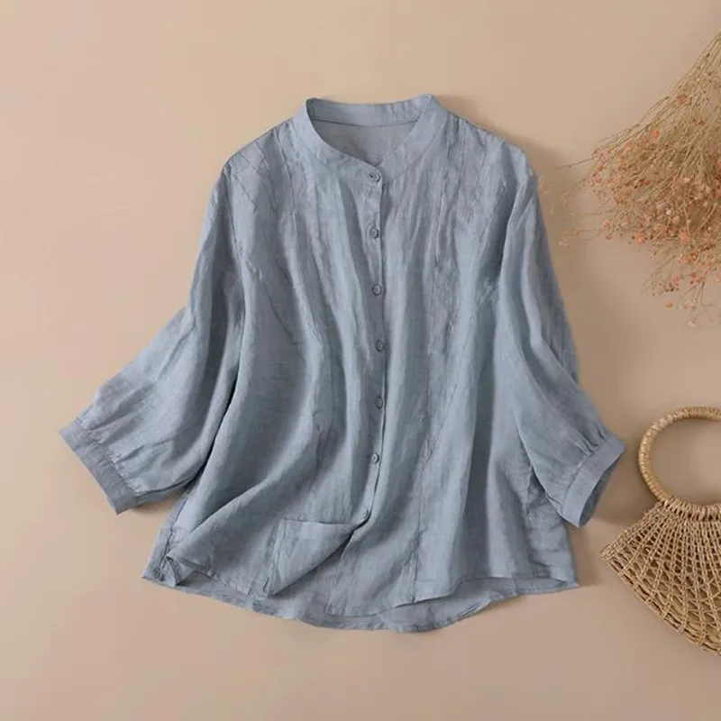 New Arrival Spring/autumn Women O-neck Cotton Linen Casual Blouse Vintage Loose Long Sleeve Single Breasted Shirts P461
New Arrival Spring/autumn Women O-neck Cotton Linen Casual Blouse Vintage Loose Long Sleeve Single Breasted Shirts P461
