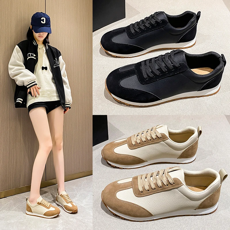 

The new style is lightweight soft comfortable casual daddy lovers' shoes women's lace small flat-soled sports shoeing wholesale.