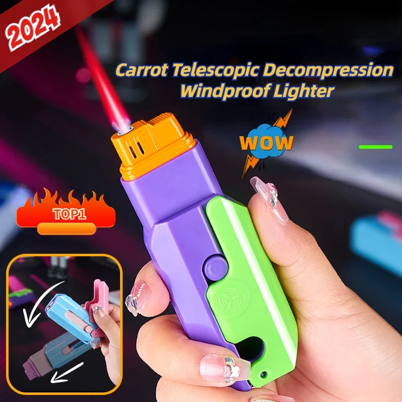 

Gravity Retractable Carrot Rechargeable Windproof Cigarette Lighters Gas Cigar Lighter for Car Accessories Men's Gift