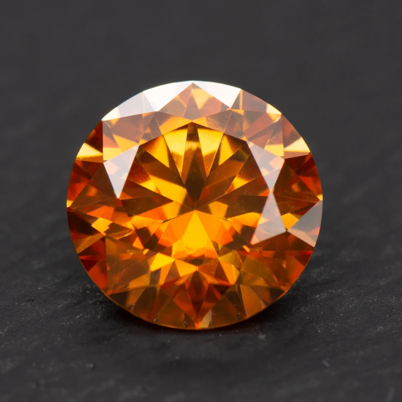 

Moissanite Lab Diamond Orange Colored Round Cut Passed Diamond Tested Gemstone For Jewelry Making with GRA