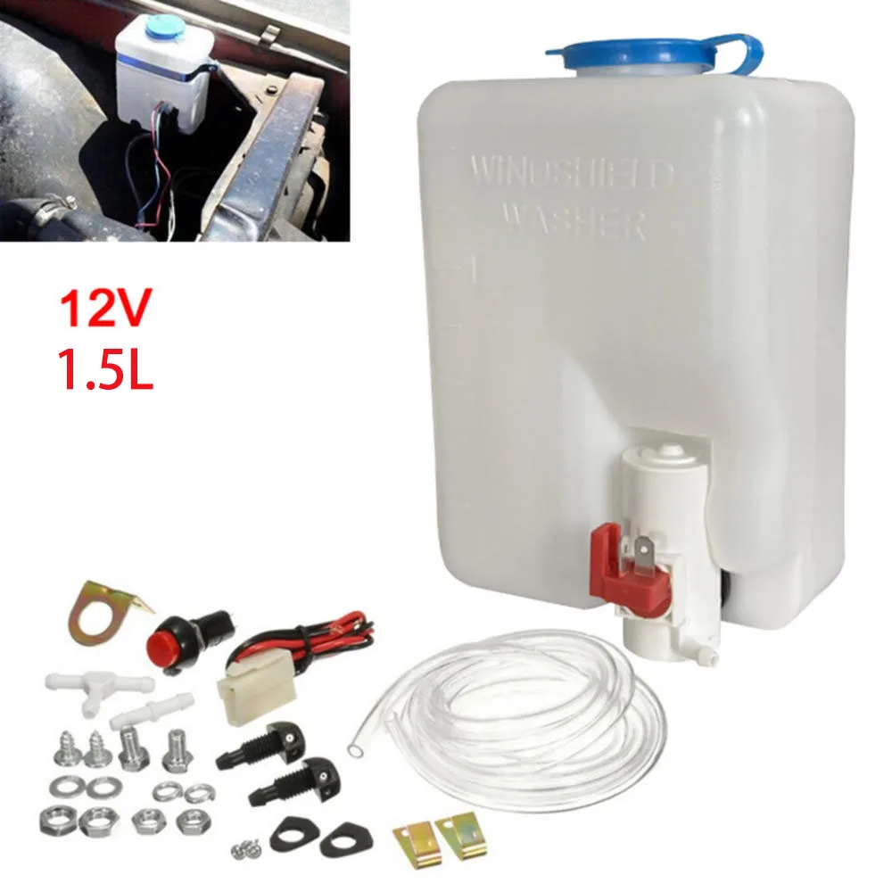 Car Windshield Washer Bottle 12V Windscreen Washer Pump Fluid Tank 1.5L Reservoir Nozzle Sprayer Kit Universal Accessories
Car Windshield Washer Bottle 12V Windscreen Washer Pump Fluid Tank 1.5L Reservoir Nozzle Sprayer Kit Universal Accessories