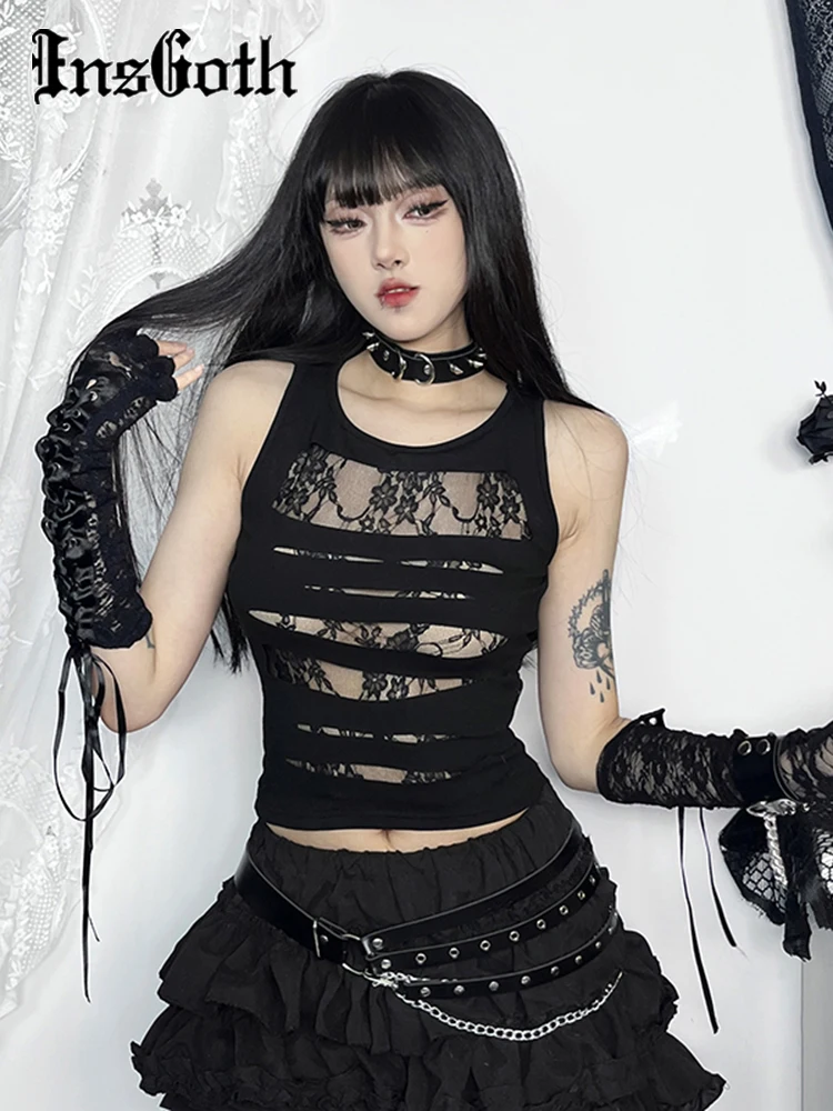 InsGoth Gothic Double Layer Lace Crop Top Camisole Women Sexy Patchwork Hollow Out See Through Tank Top Y2K Camis Streetwear
InsGoth Gothic Double Layer Lace Crop Top Camisole Women Sexy Patchwork Hollow Out See Through Tank Top Y2K Camis Streetwear