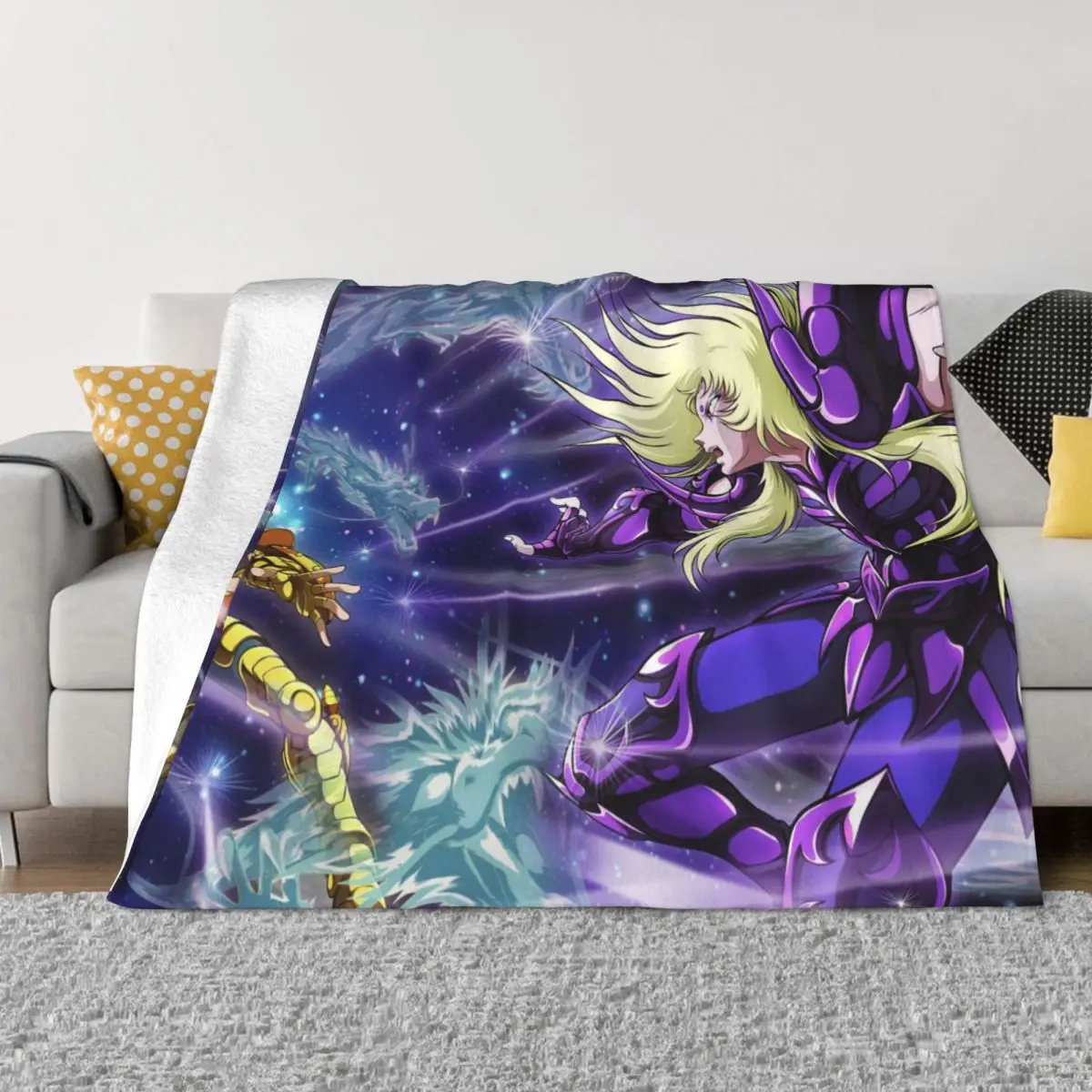 

Saint Seiya Shun Manga Blanket Flannel Spring Autumn Fight Poster Warm Throws For Winter Bedding