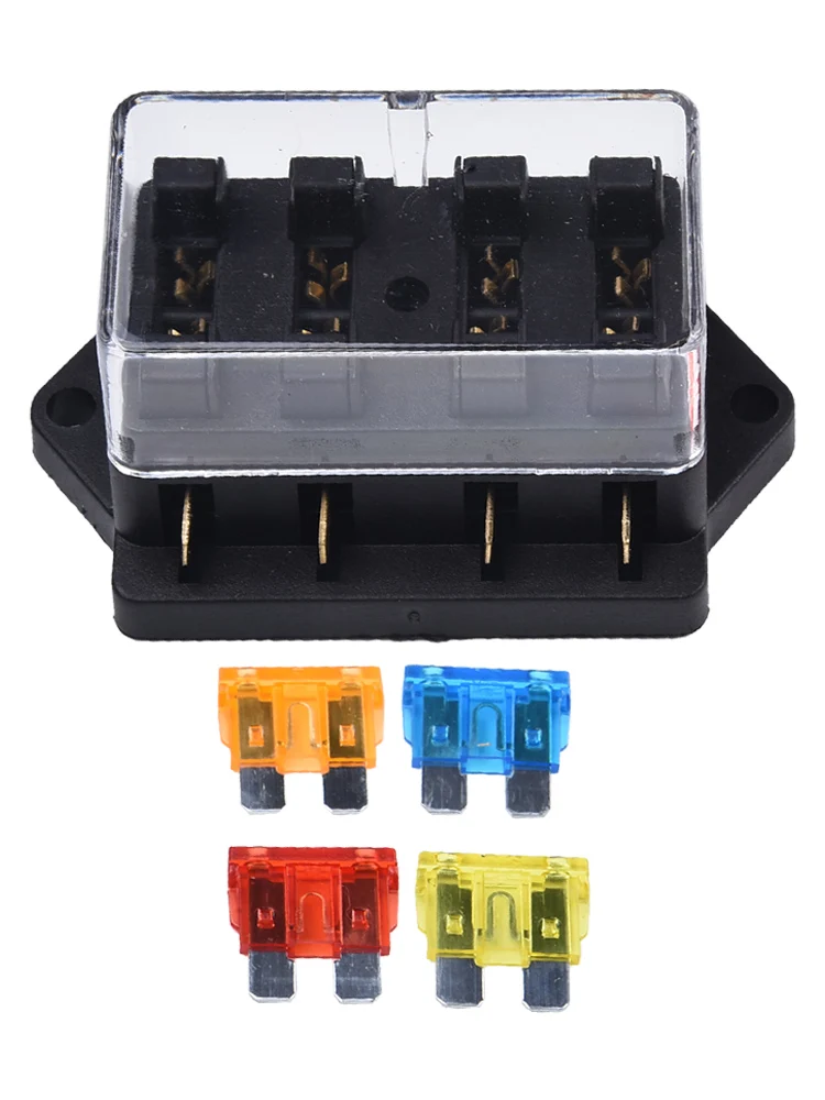 Practical 4 Way Circuit Blade Fuse Box Holder for Cars Anti Deformation Direct Installation Fits 12V/24V Vehicles
Practical 4 Way Circuit Blade Fuse Box Holder for Cars Anti Deformation Direct Installation Fits 12V/24V Vehicles