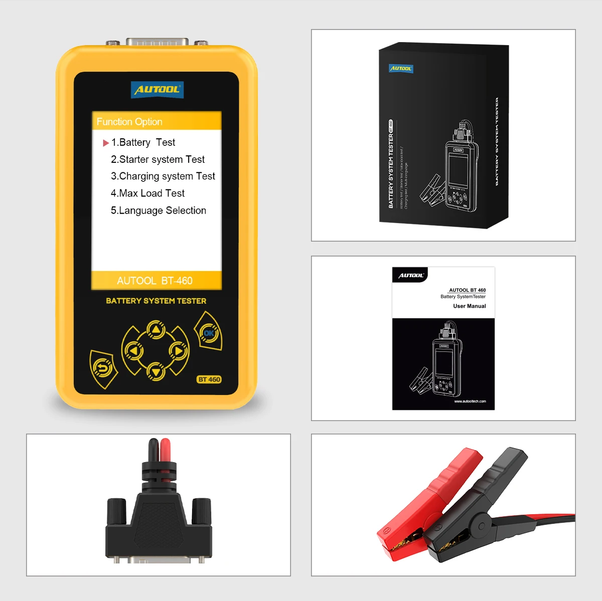 AUTOOL BT460 Car Battery Tester Lead-acid AGM GEL Battery Cell Analyzer for 12V Vehicle 24V Heavy Duty Cranking System Tester
AUTOOL BT460 Car Battery Tester Lead-acid AGM GEL Battery Cell Analyzer for 12V Vehicle 24V Heavy Duty Cranking System Tester