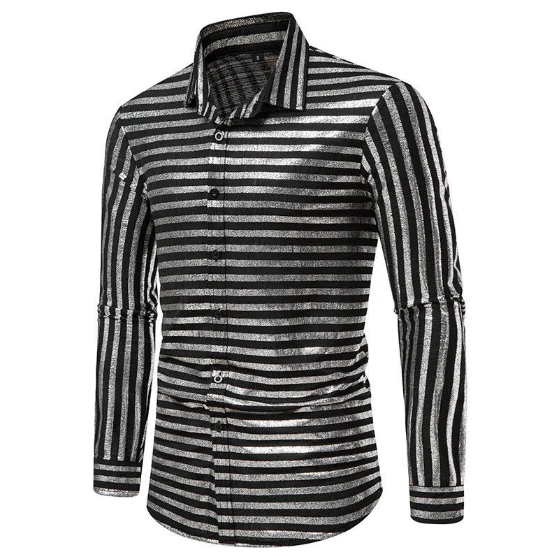 2022 Autumn New Men's Fashion Stripes Foil Stamping Shirt Casual Long-Sleeve Striped Shirt Nightclub Disco Party Business Shirt
2022 Autumn New Men's Fashion Stripes Foil Stamping Shirt Casual Long-Sleeve Striped Shirt Nightclub Disco Party Business Shirt
