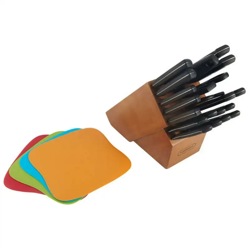 

25-piece Full Tang Triple Riveted Knife Block and Cutting Mat Set