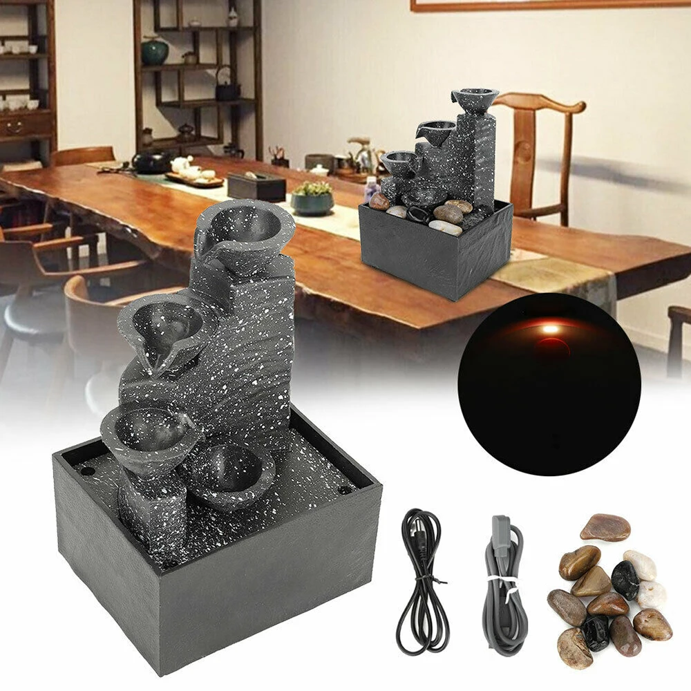 Indoor Tabletop Waterfall Fountain Water Feature LED Lights Statues Fountain With Soft Lights Flowing Water Ornaments Home Decor
Indoor Tabletop Waterfall Fountain Water Feature LED Lights Statues Fountain With Soft Lights Flowing Water Ornaments Home Decor