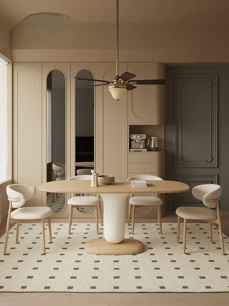 Japanese Nordic all-solid wood dining table French cream wind small household wooden oval dining table and chair
Japanese Nordic all-solid wood dining table French cream wind small household wooden oval dining table and chair